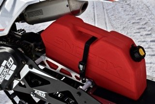 SnopaX 2.5 gallon fuel pack, 21.5 inches long by 11 inches high