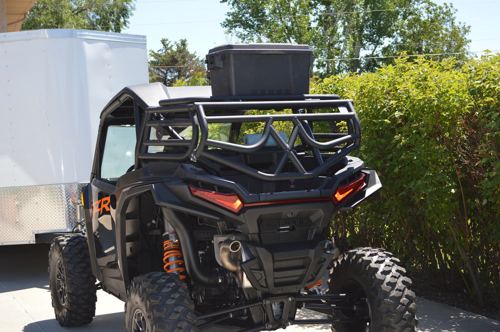 RZR XP 1000 cargo rack built from 1.5 inch steel tubing, made in the USA