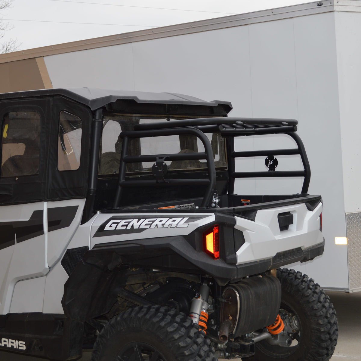 Polaris General cargo rack built from 1.5 inch powder coated steel tubing