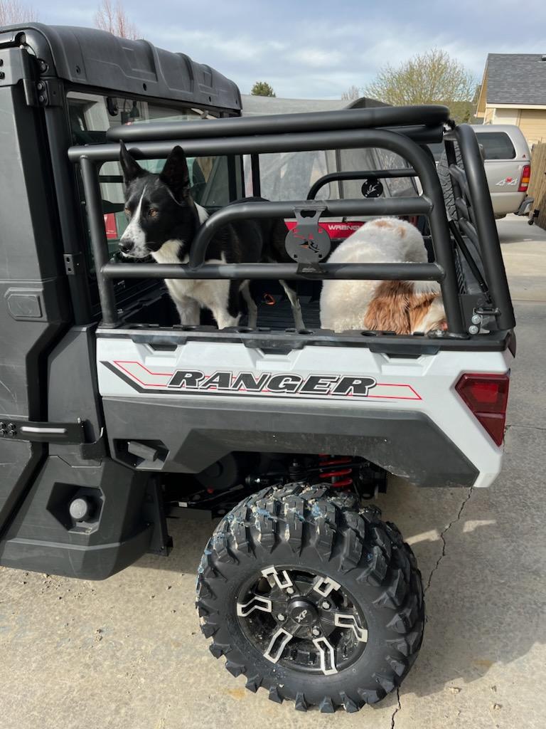 Polaris 1500 cargo rack with dog sides and turned-down bar