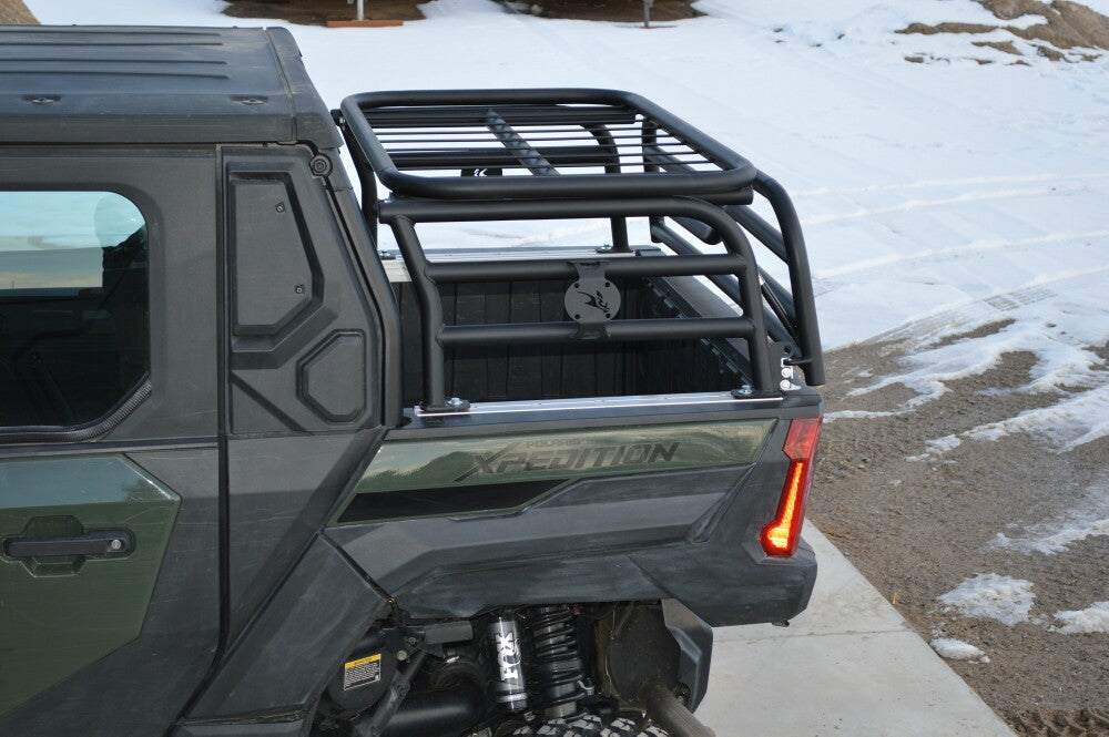 Dragon Works UTV cargo and spare tire rack for the Polaris Xpedition