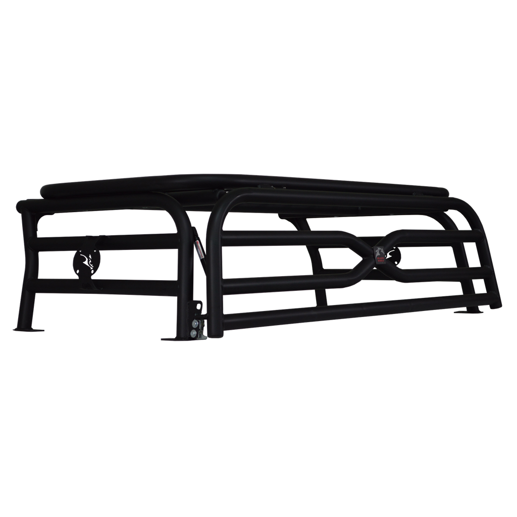 Steel cargo and spare tire rack with tailgate on a Polaris Xpedition