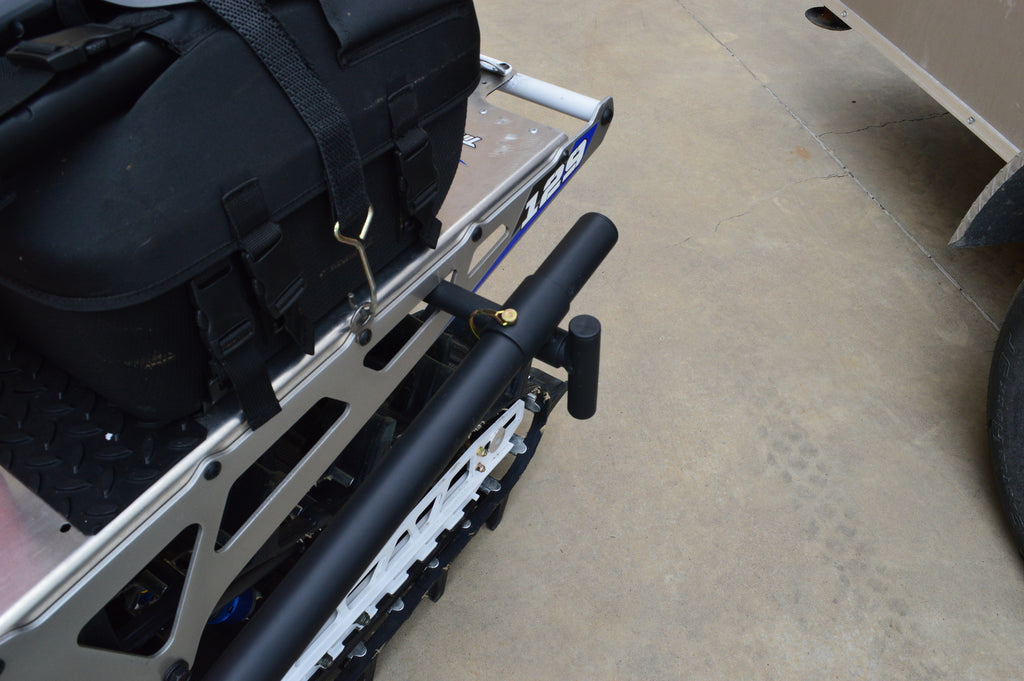 Timbersled snow bike cart shown from the side