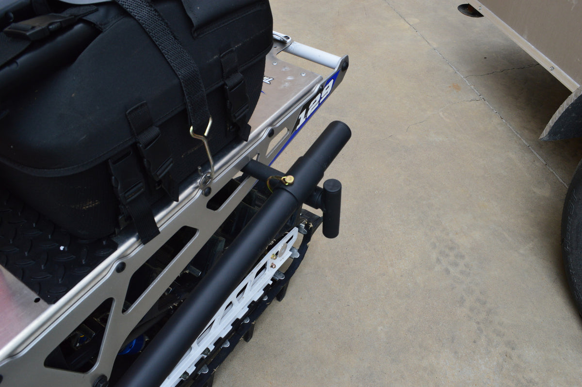 Timbersled snow bike cart shown from the side