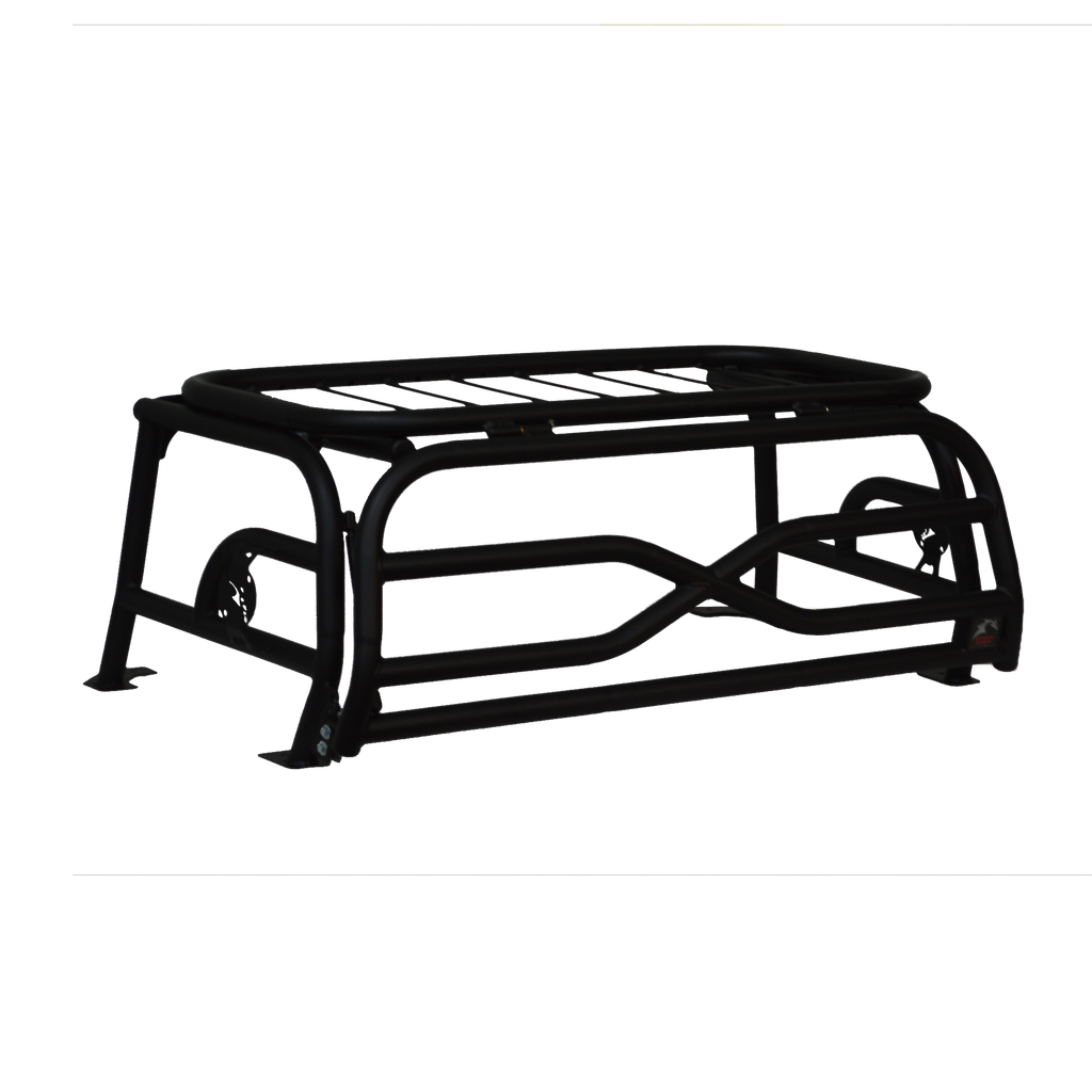 Cargo rack with dog cage sides mounted on a Polaris General
