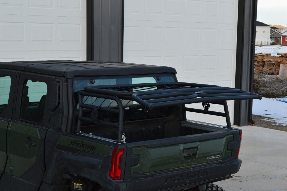Matte black cargo and spare tire rack for the 2024-2025 Polaris Xpedition