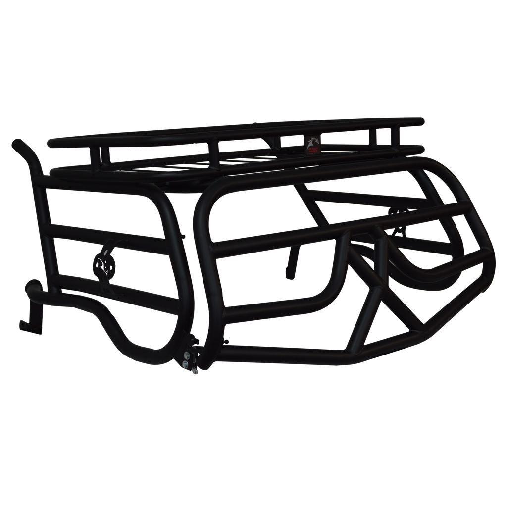 Steel cargo rack with basket on a Polaris RZR XP 1000