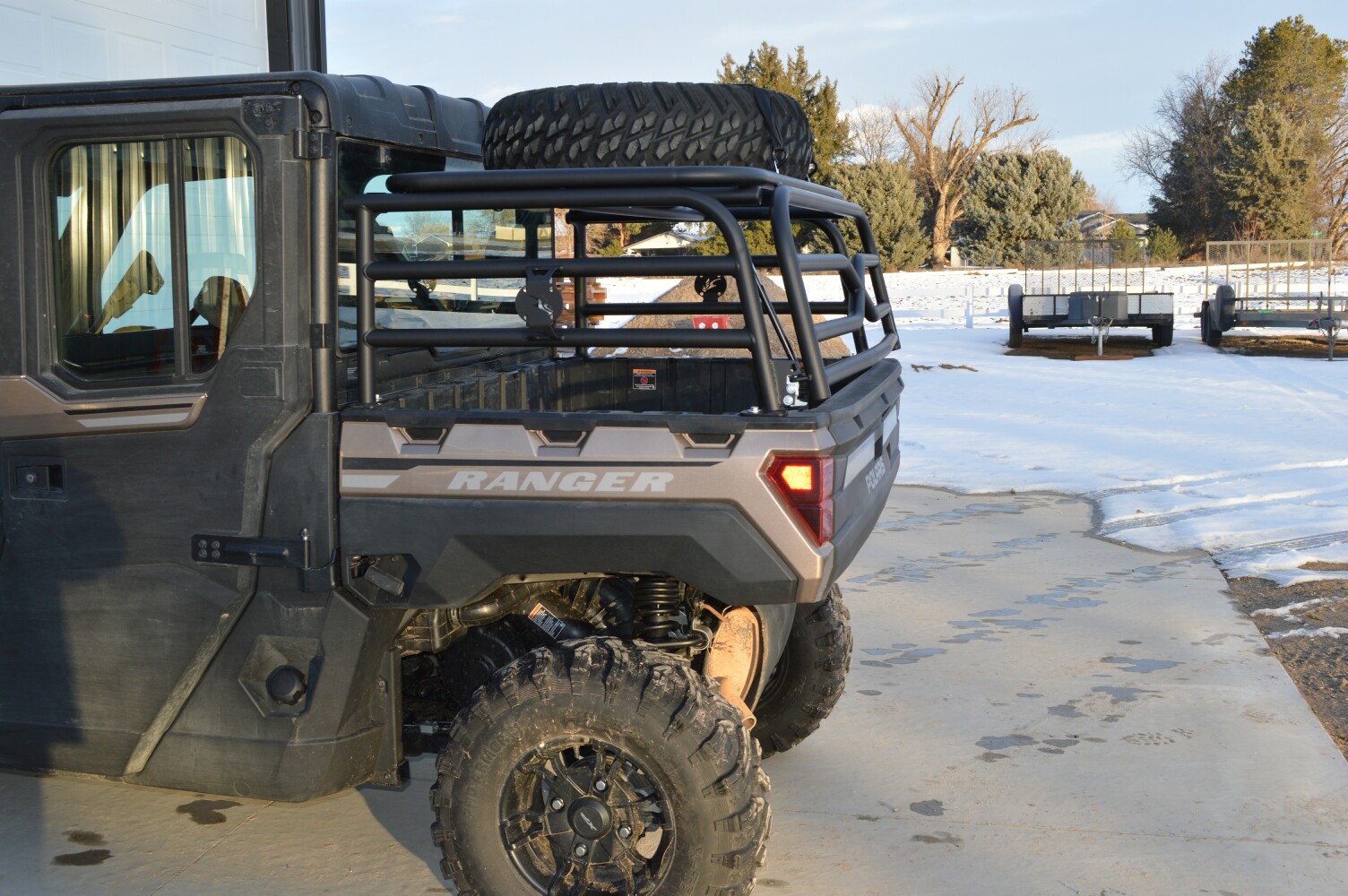 Polaris Ranger Cargo Rack spare tire carrier gas tank carrier basket