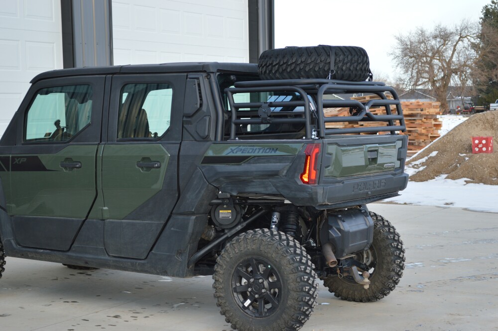 Polaris Xpedition cargo rack rear bed rack spare tire carrier accessory mount