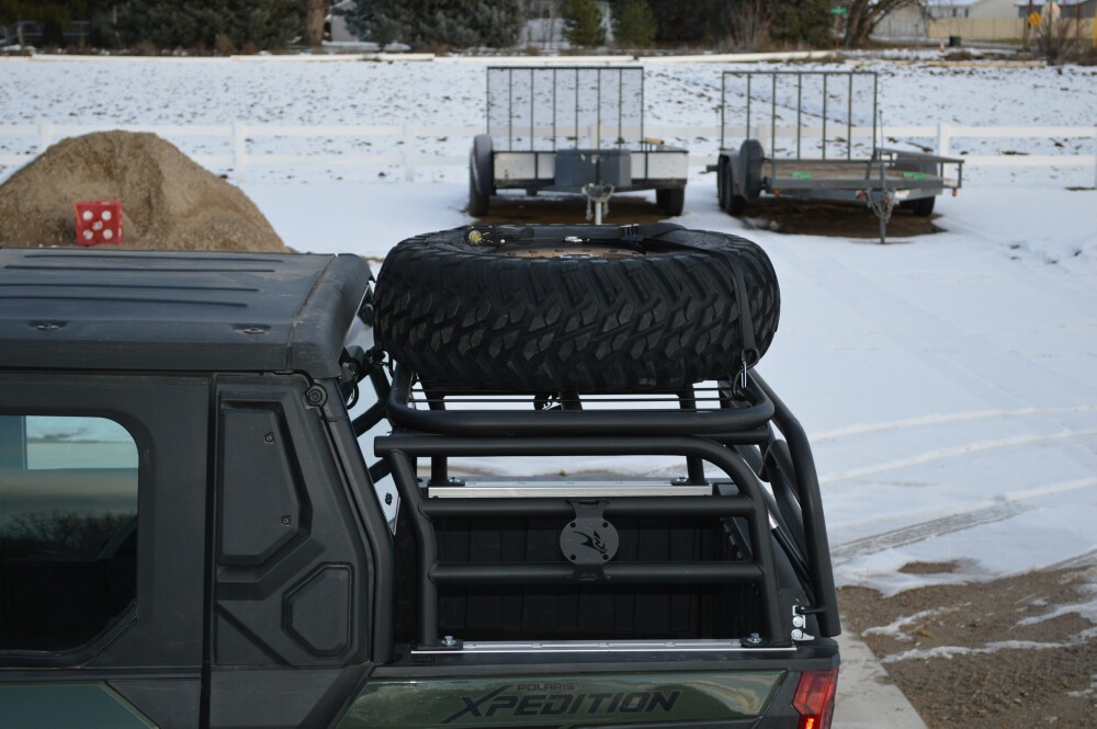 Polaris Xpedition cargo rack rear bed rack spare tire carrier accessory mount