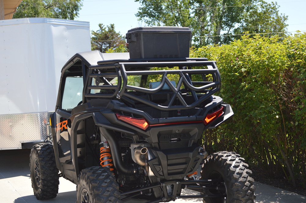 RZR 1000 Ultimate 2024 Cargo Rack Back Side View Tailgate With Cargo Rack on Basket
